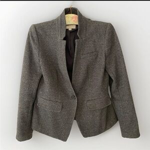 ANN TAYLOR LOFT Women's Heathered Gray Stretch Upcollar Schoolboy Blazer Sz 2